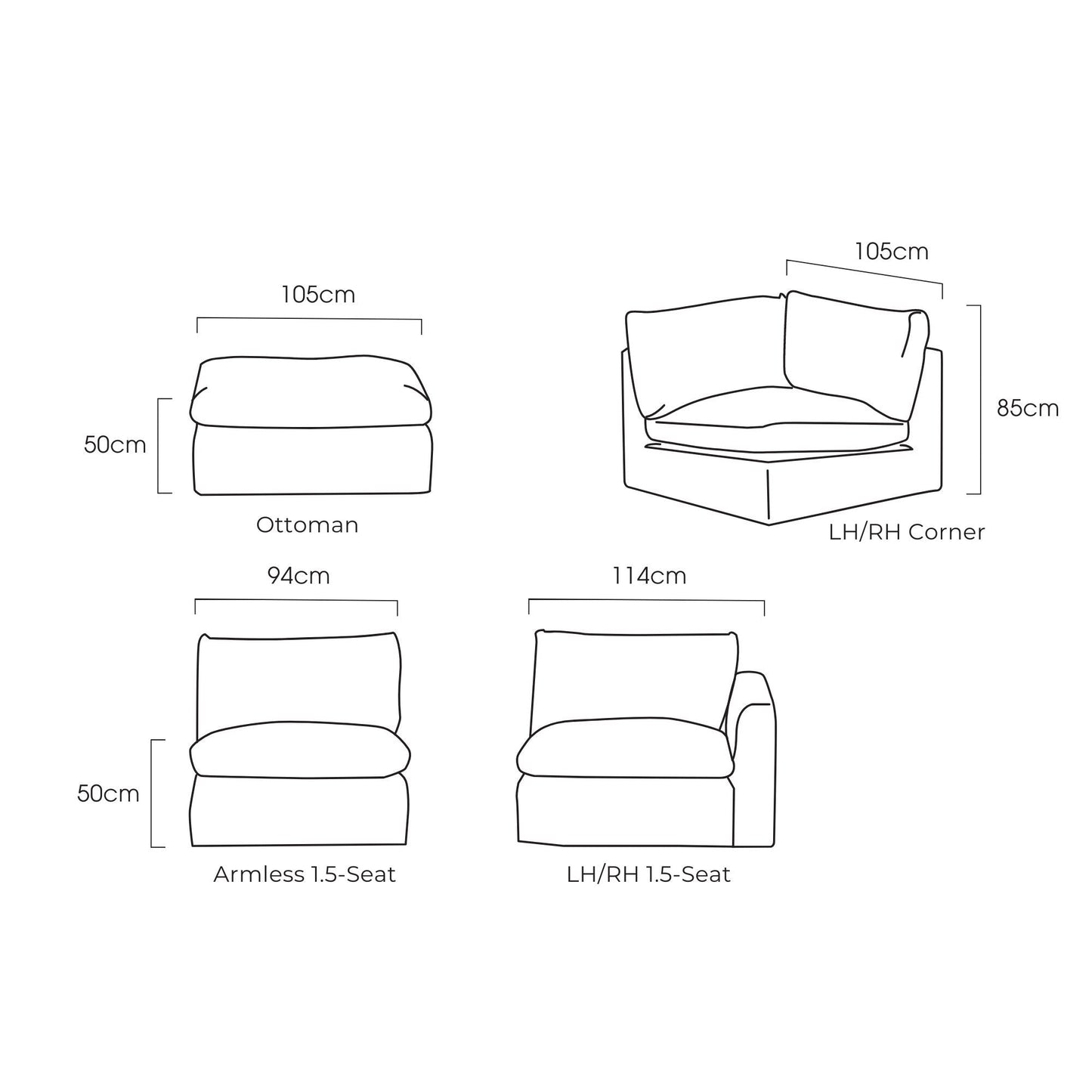 Pouf modulaire Granada - Avoine