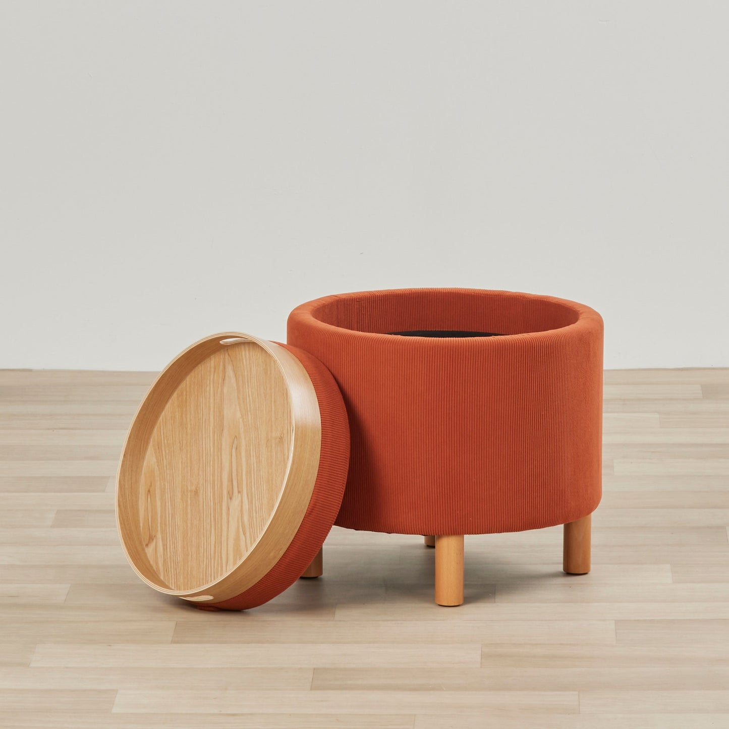 Pouf à plateau - Orange brûlé