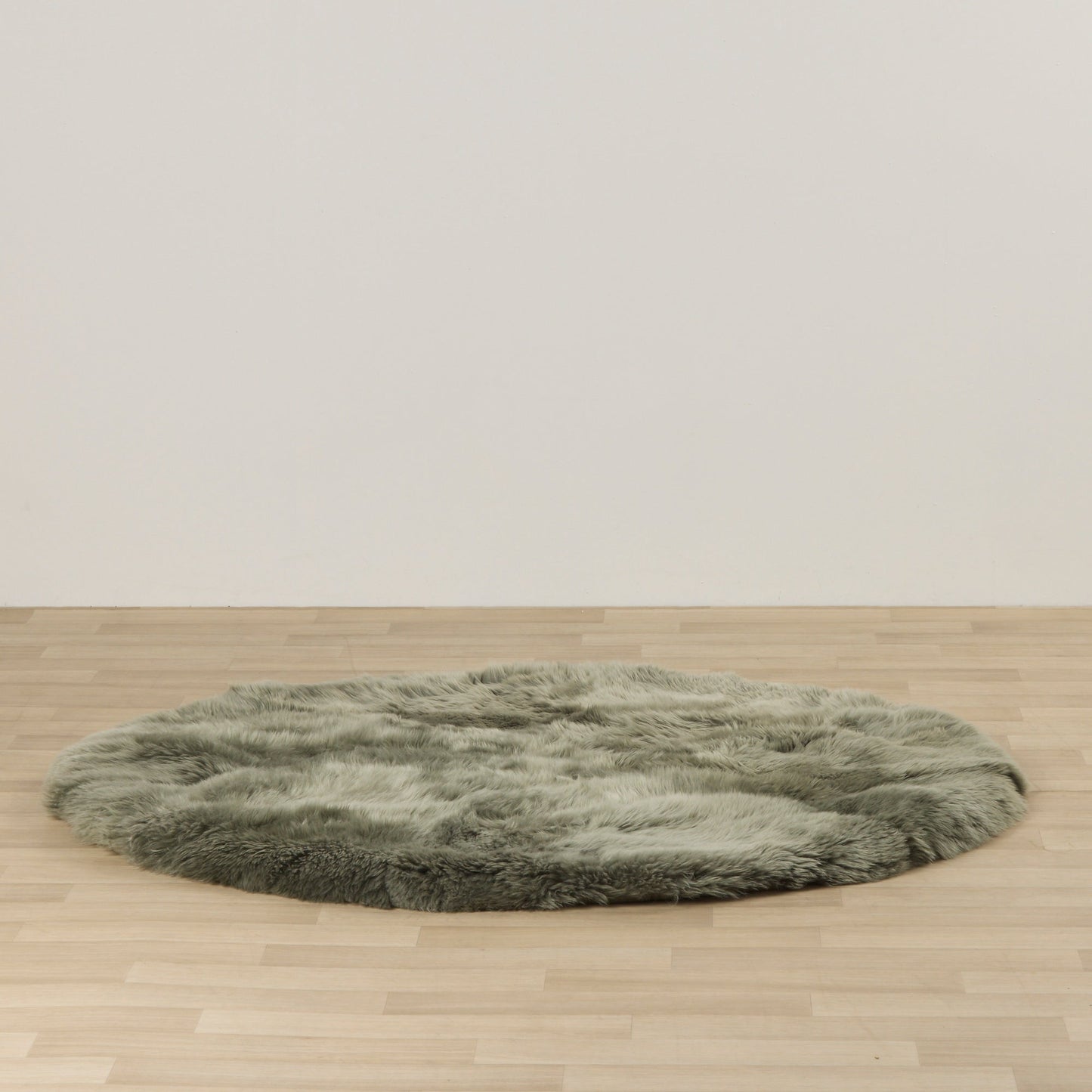 Tapis rond en peau de mouton - Sauge - 160 cm
