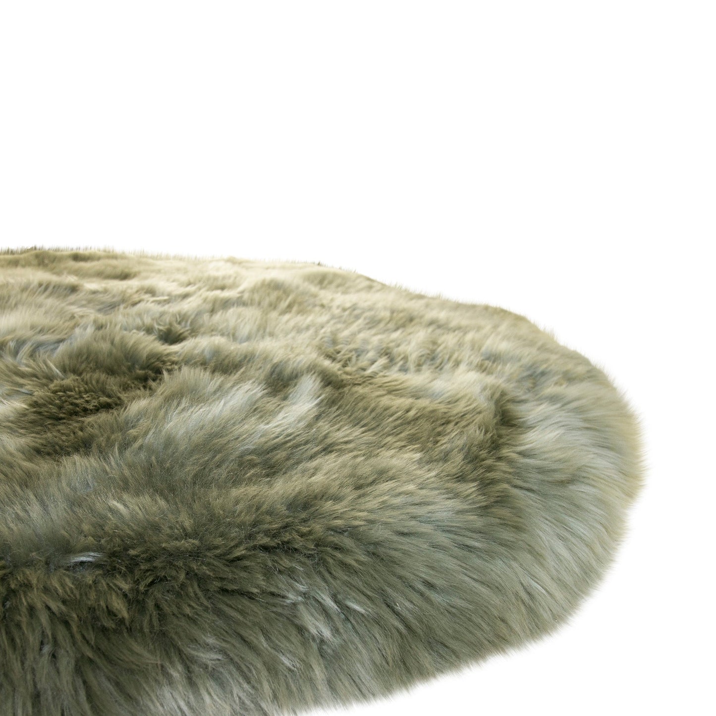 Tapis rond en peau de mouton - Sauge - 120 cm