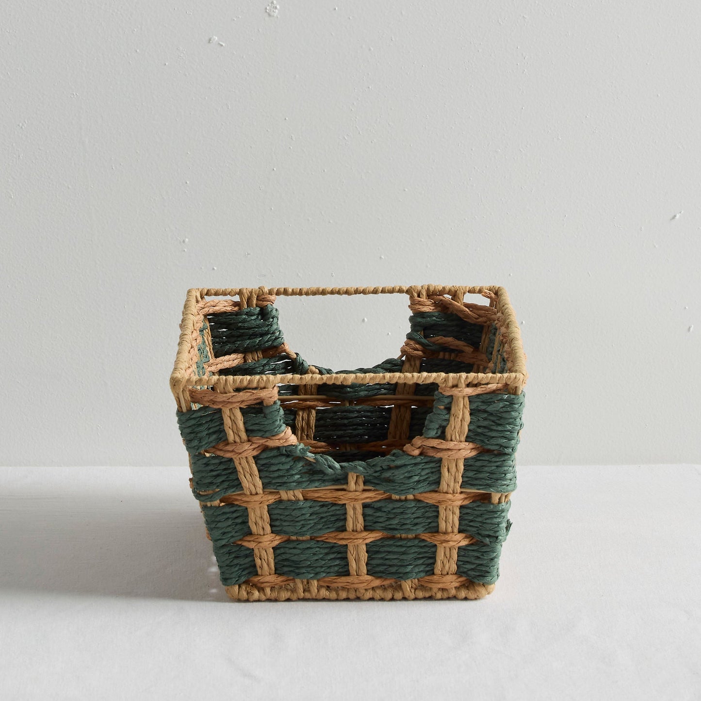 Panier à carreaux - Vert foncé/Beige - Petit
