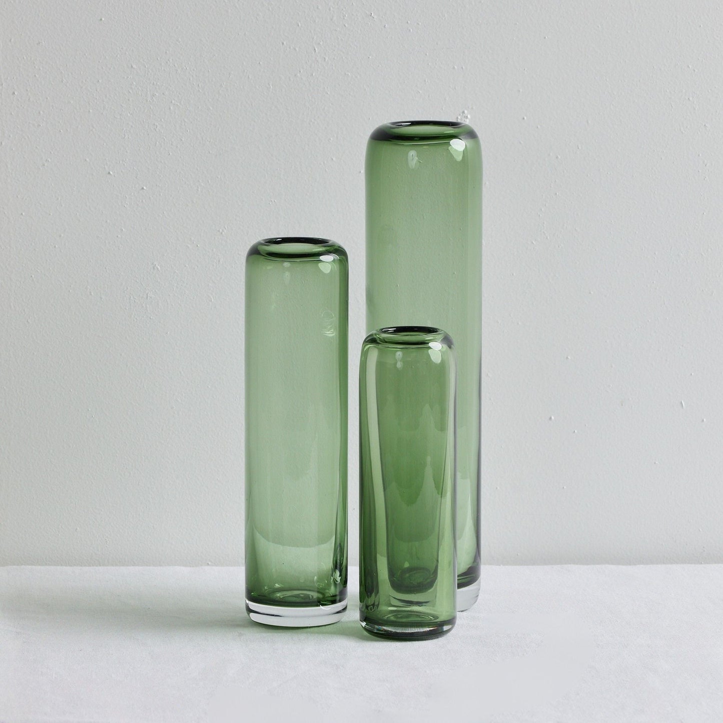 Vase colonne en verre - Moyen - Gris/Vert