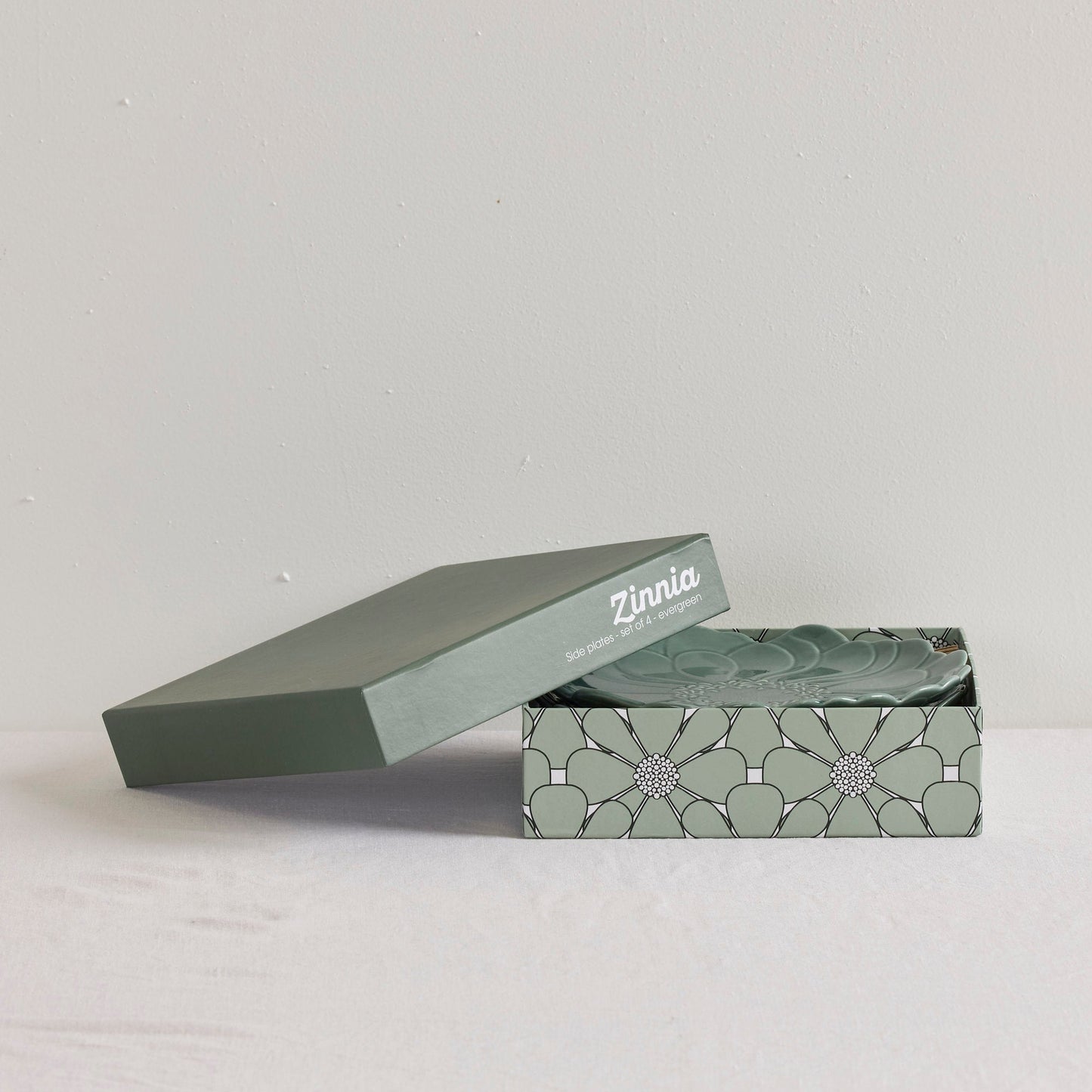 Ensemble d'assiettes à dessert Zinnia - Vert sapin - 4 pièces