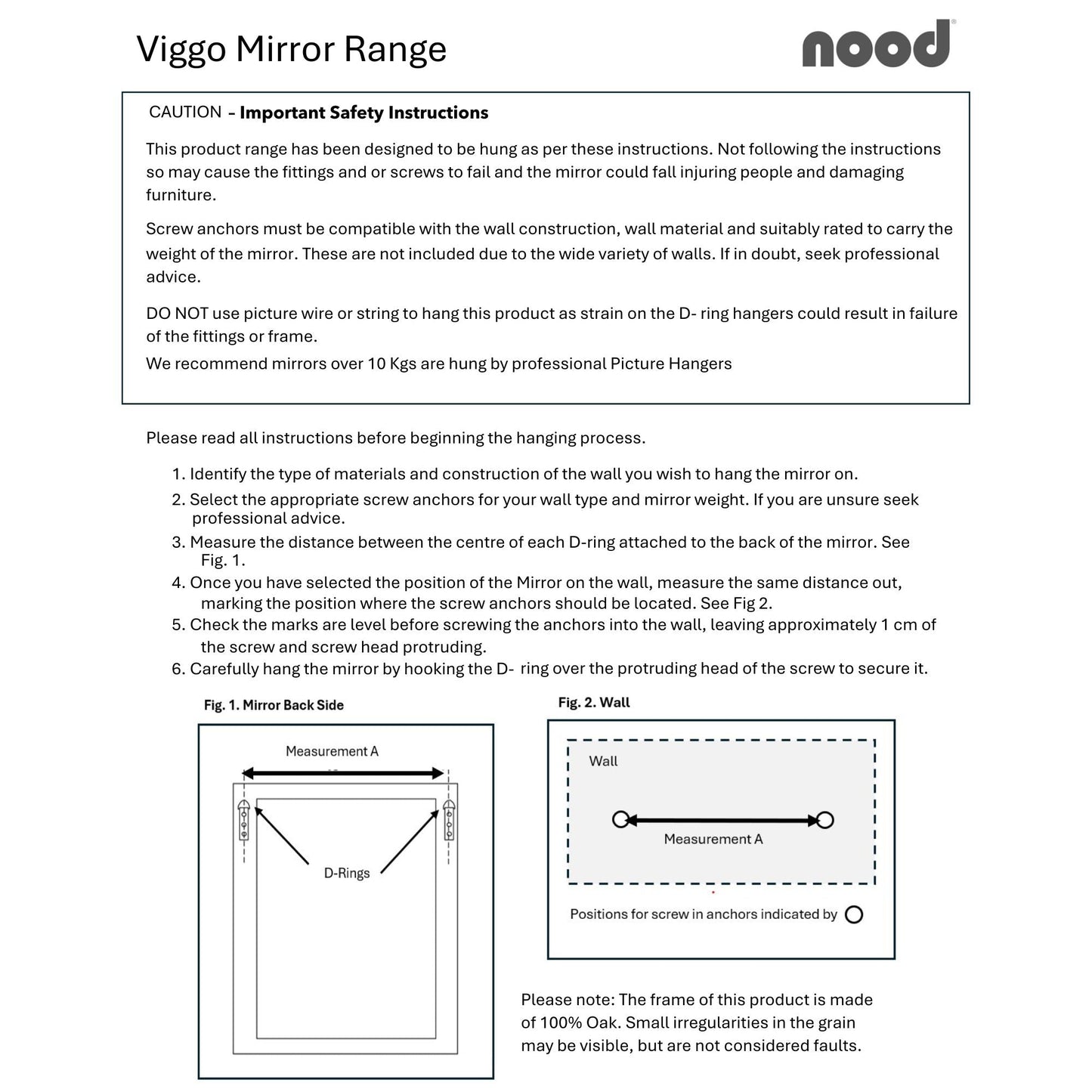 Miroir Viggo - Chêne foncé - 100 cm