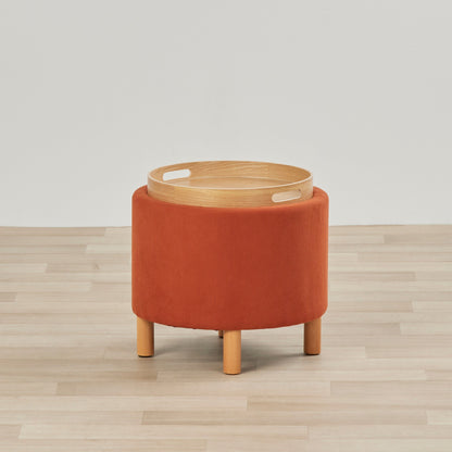 Pouf à plateau - Orange brûlé