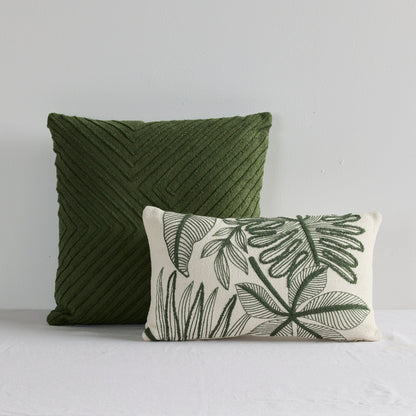 Coussin feuillage - Blanc/Vert moyen - 30 x 50 cm