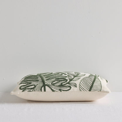 Coussin feuillage - Blanc/Vert moyen - 30 x 50 cm
