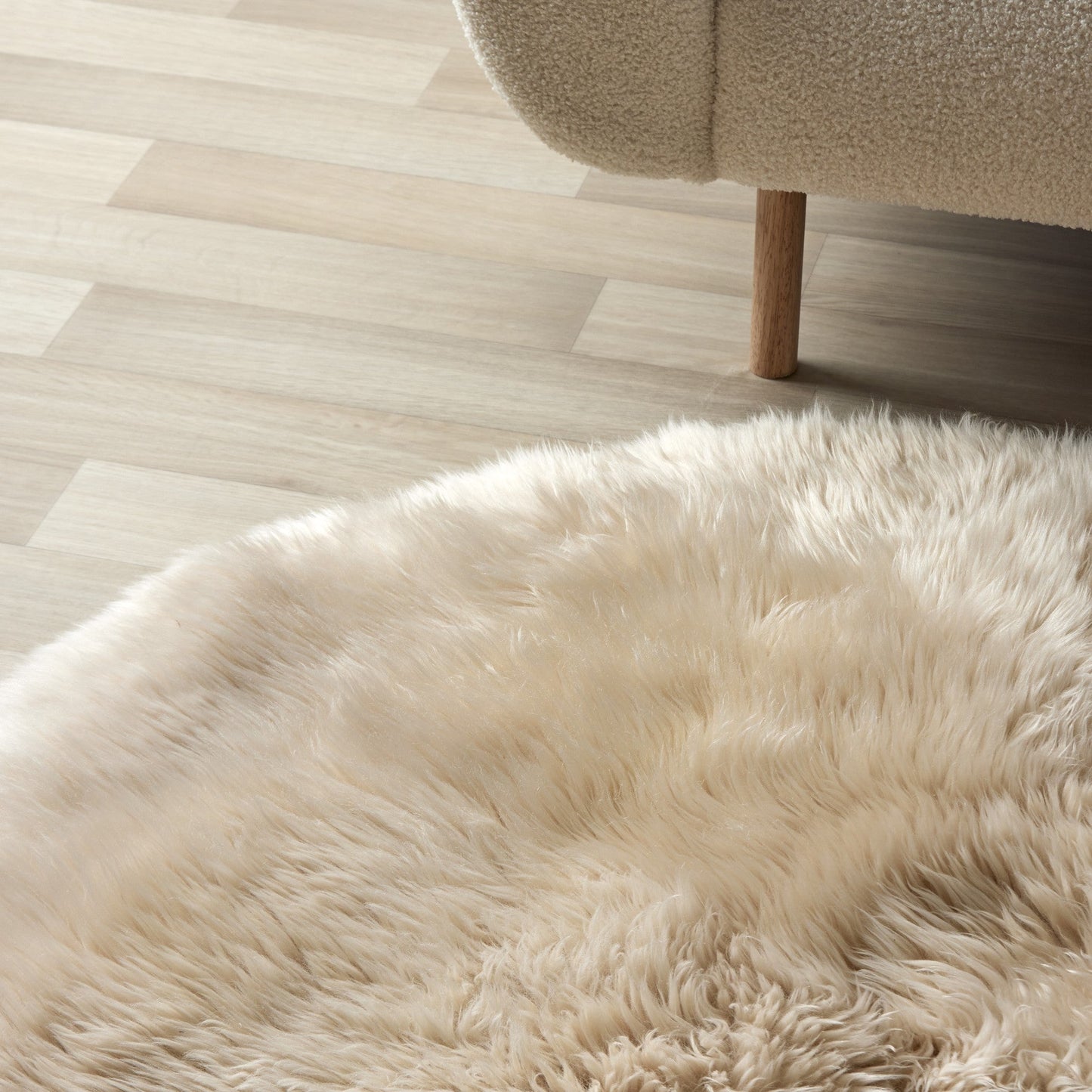 Tapis rond en peau de mouton - Sable - 120 cm