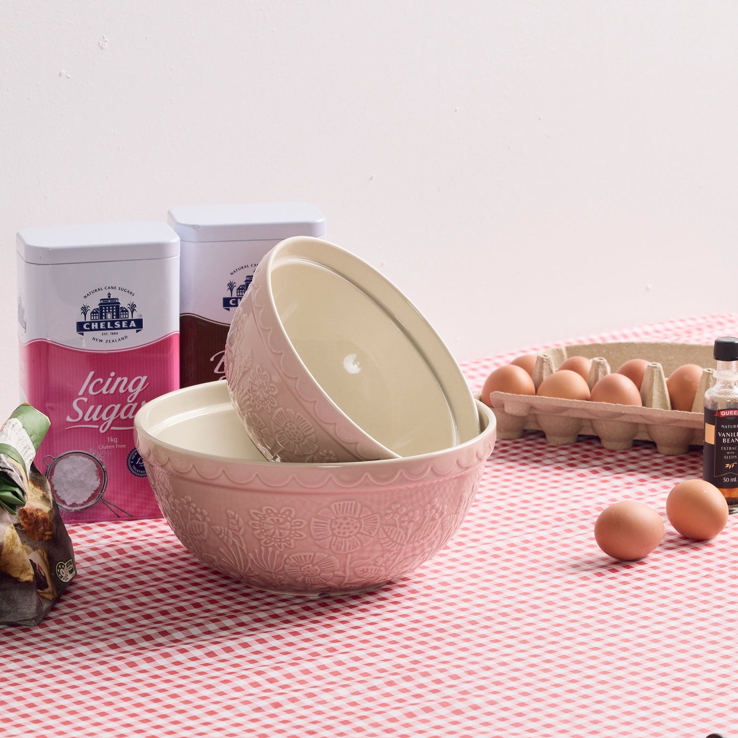 Bol à mélanger Fleurs sauvages - Rose - Grand