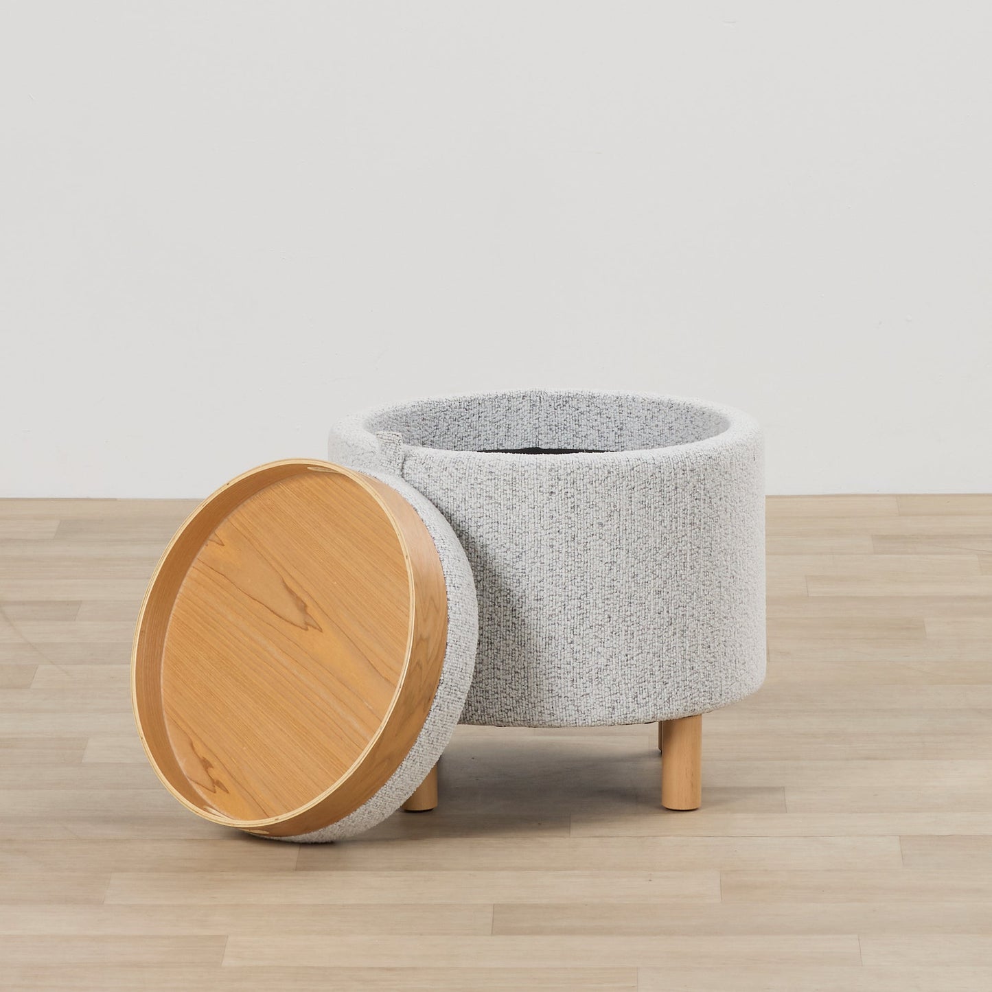 Pouf à plateau - Gris clair