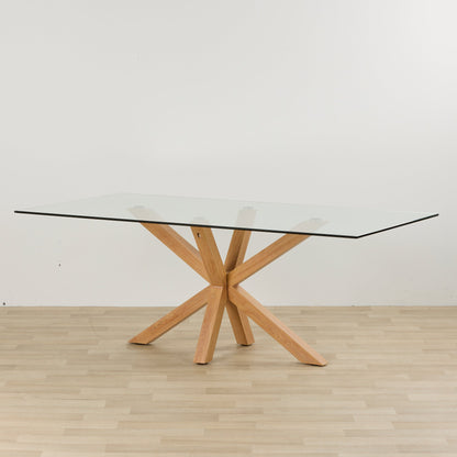 Table de salle à manger Gladstone - Chêne/Verre - 200 cm