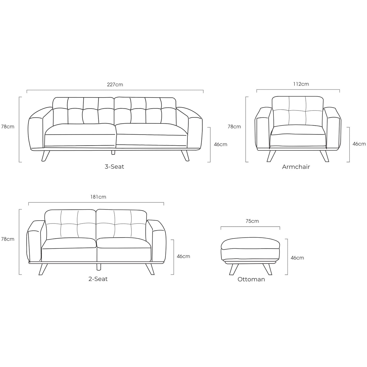 Canapé 3 places Lloyd - Gris orage