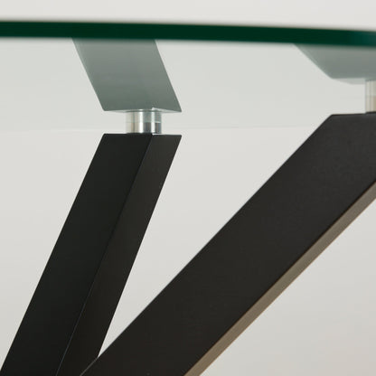 Table de salle à manger ronde Gladstone - Noir/Verre
