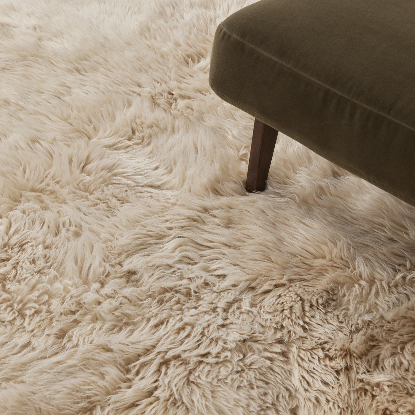 Tapis rond en peau de mouton - Sable - 160 cm