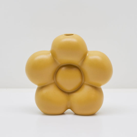 Vase fleuri - Moutarde