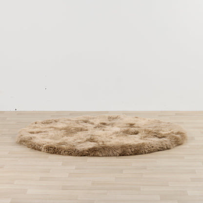 Tapis rond en peau de mouton - Beige - 160 cm