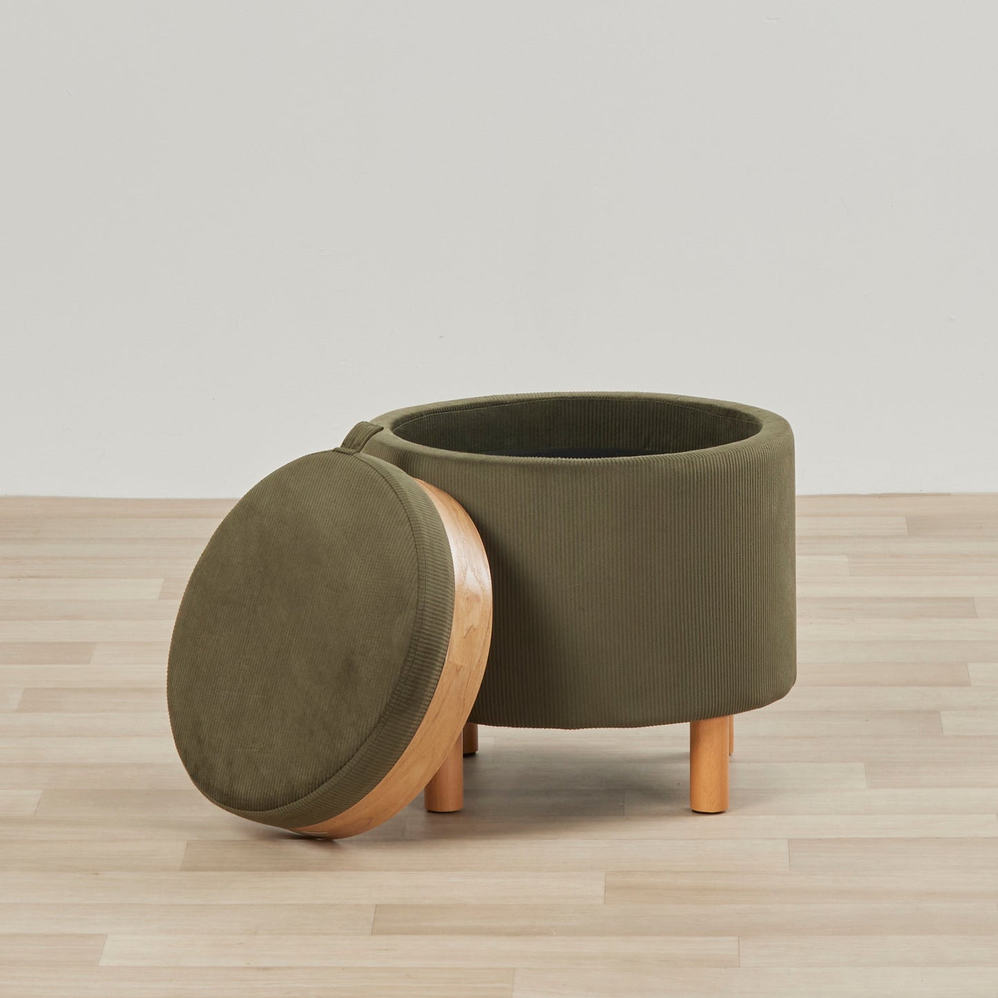 Pouf à plateau - Vert olive