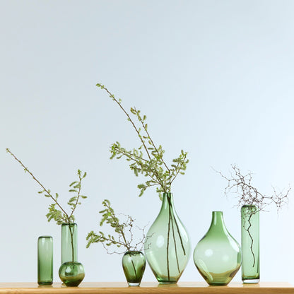 Vase colonne en verre - Moyen - Gris/Vert