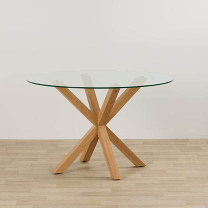 Table de salle à manger ronde Gladstone - Feuille de chêne/Verre