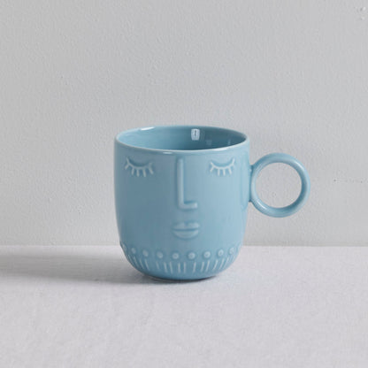 Mug Visages - Bleu clair