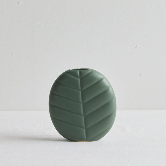 Vase à feuilles larges - Petit - Vert foncé