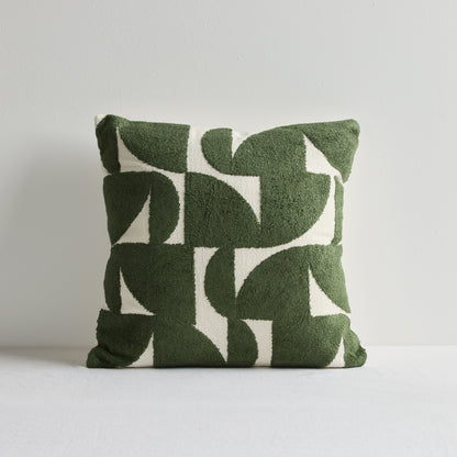 Coussin Sharda - 50 x 50 cm - Blanc/Vert moyen