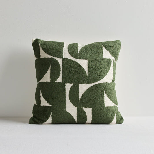 Coussin Sharda - 50 x 50 cm - Blanc/Vert moyen