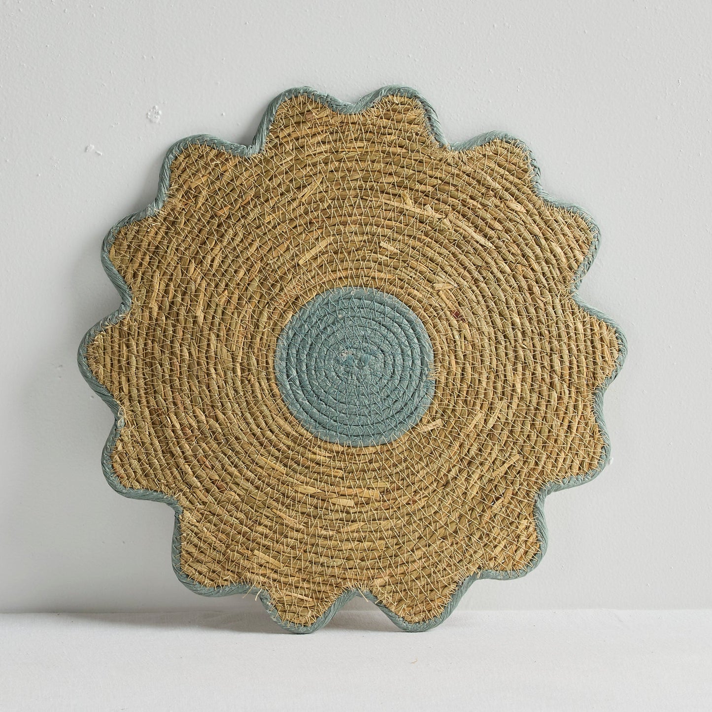 Set de table à fleurs - Naturel/Bleu Gris