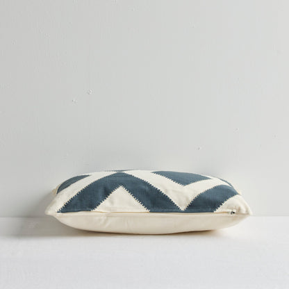 Coussin carré - 30 x 50 cm - Blanc/Bleu