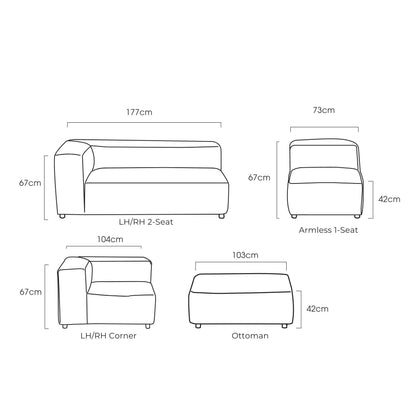 Fauteuil modulaire Abbot sans accoudoirs, 1 place - Naturel