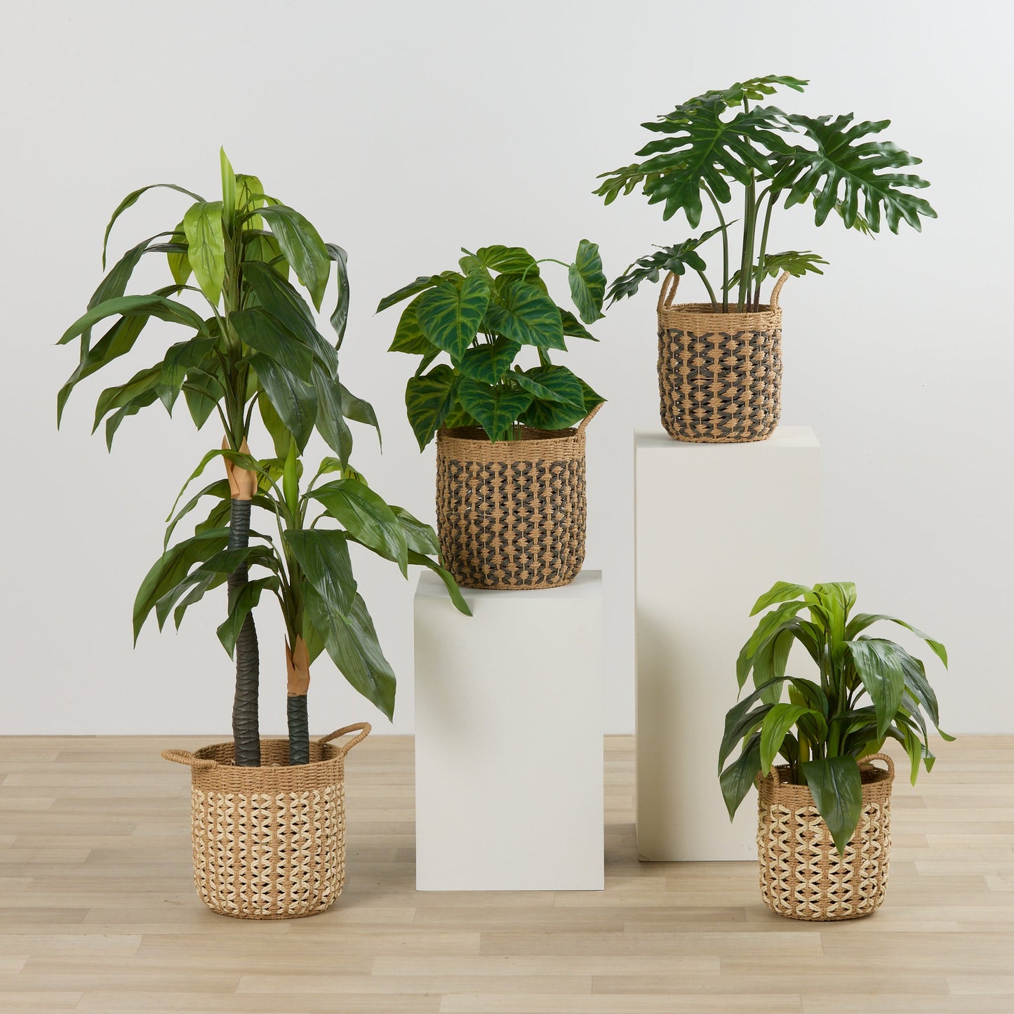 Panier Tino - Grand - Naturel/Blanc