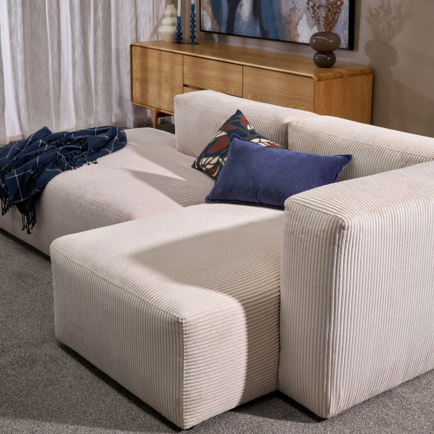 Méridienne Finnian 2 places à droite - Blanc cassé