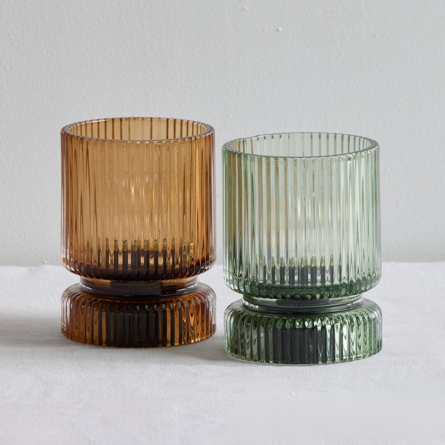 Bougie chauffe-plat LED côtelée - Ambre