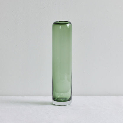 Vase colonne en verre - Haut - Gris/Vert