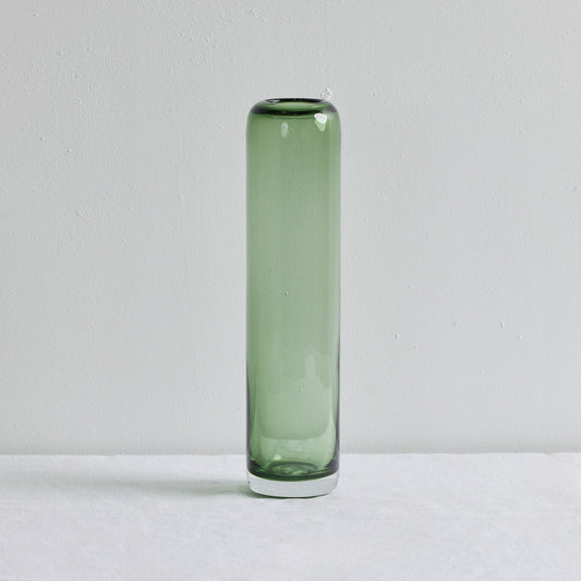 Vase colonne en verre - Haut - Gris/Vert