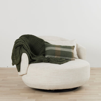 Plaid en grosse maille - Vert mousse