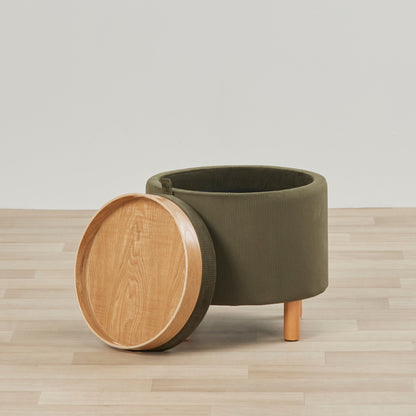 Pouf à plateau - Vert olive