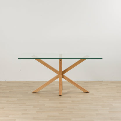 Table de salle à manger Gladstone - Chêne/Verre - 160 cm