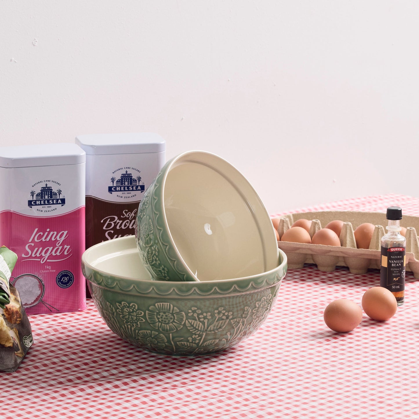 Bol à mélanger Fleurs sauvages - Vert tendre - Grand