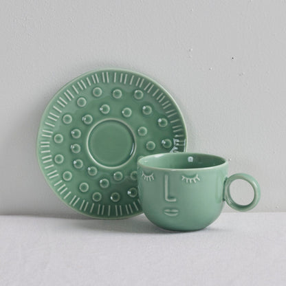 Tasse et soucoupe Faces - Vert tendre