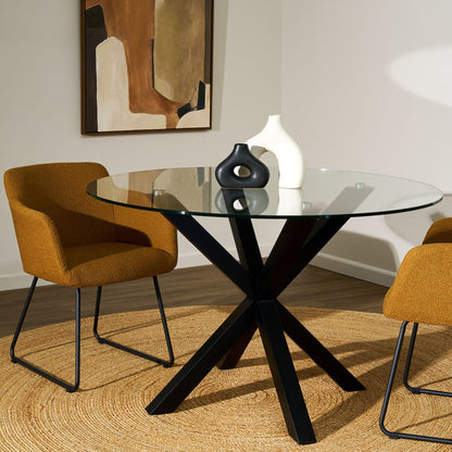 Table de salle à manger ronde Gladstone - Noir/Verre