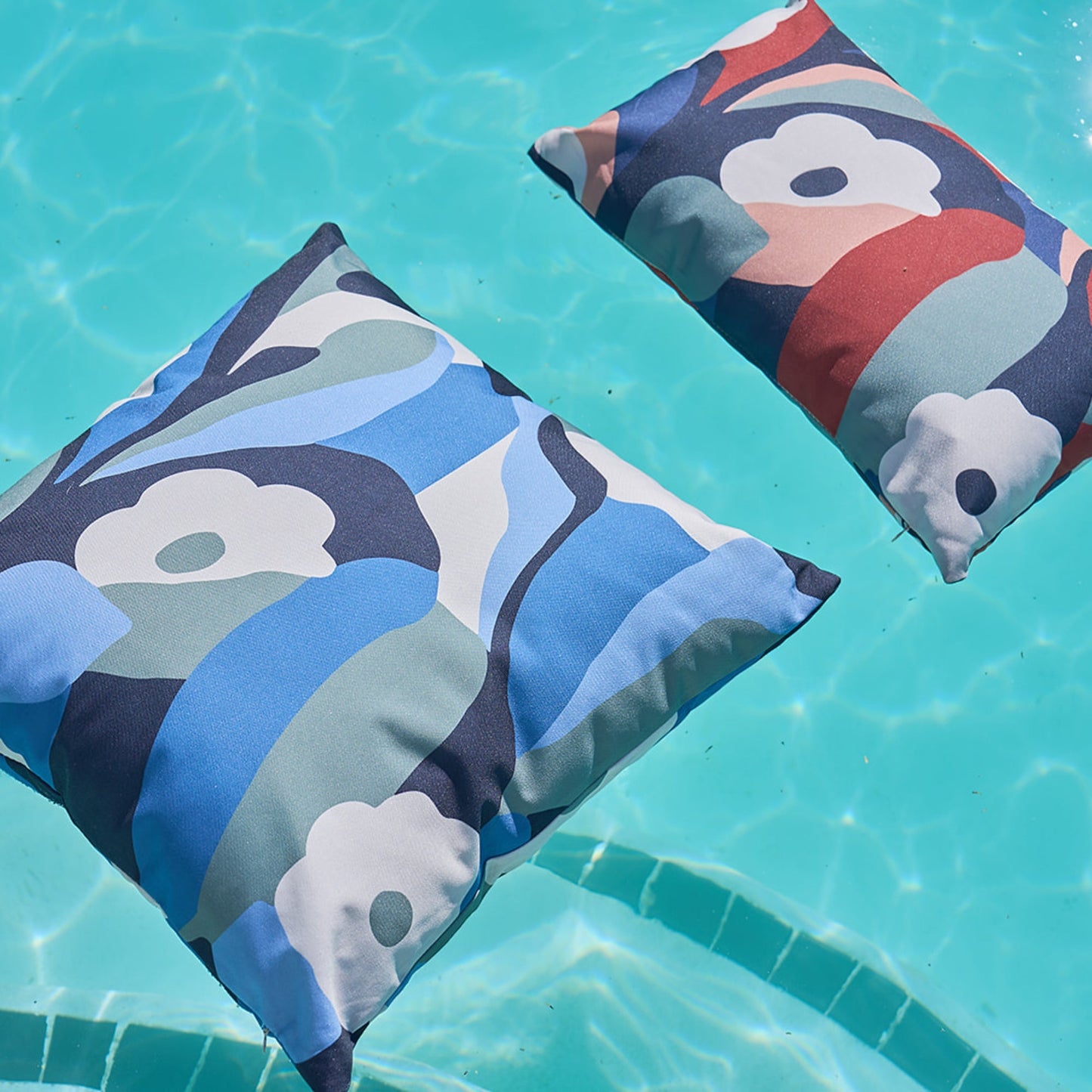 Coussin d'extérieur Cassia - Bleu/Vert - 50x50cm