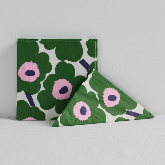 Serviettes en papier Marimekko - Vert/Rose - 20pc