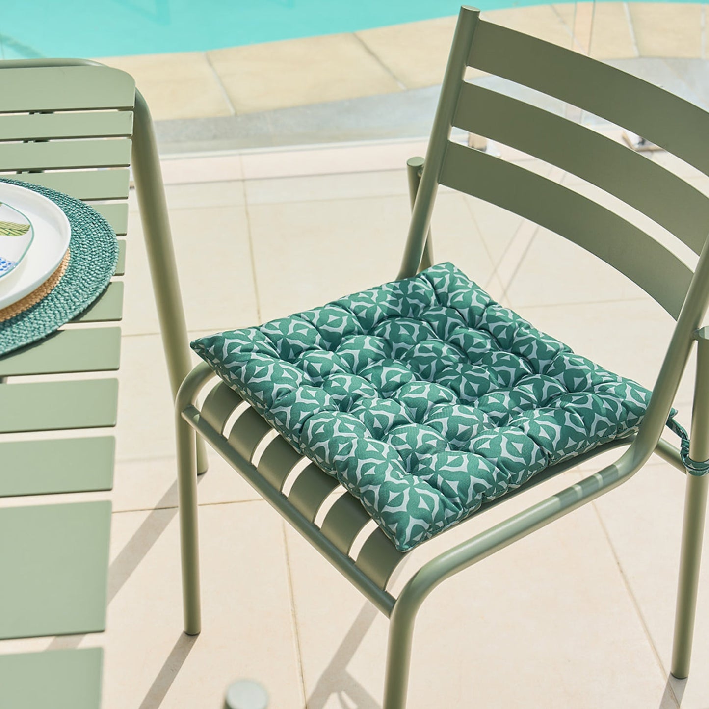 Coussin de chaise d'extérieur Tyler - 40 x 40 cm - Motif vert