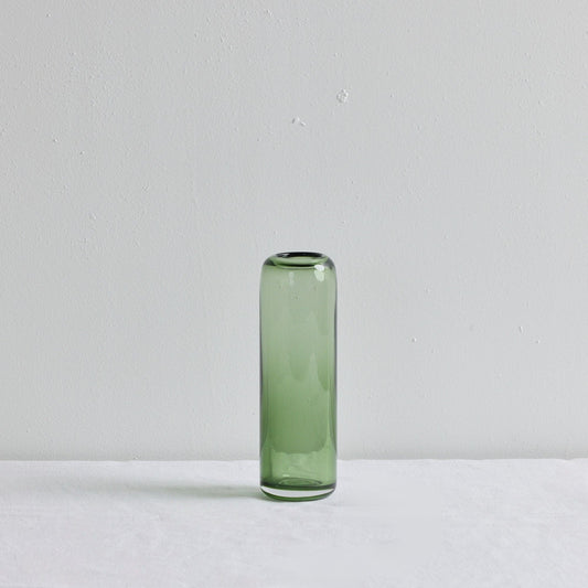 Vase colonne en verre - Court - Gris/Vert