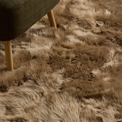 Tapis rond en peau de mouton - Beige - 160 cm