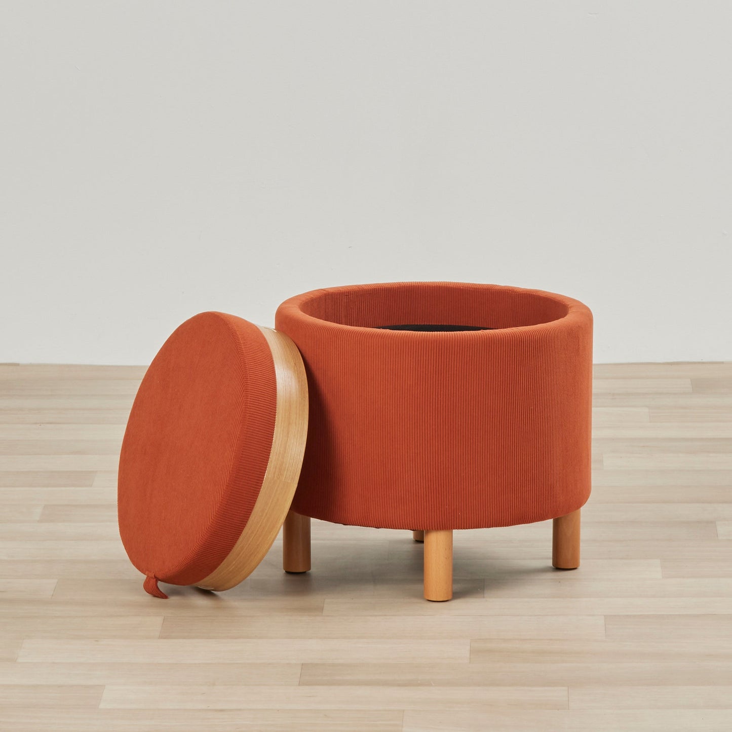 Pouf à plateau - Orange brûlé