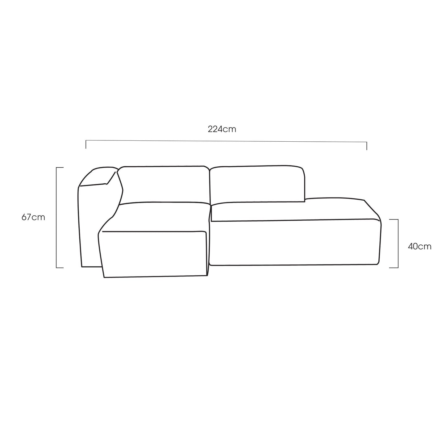 Méridienne Finnian 2 places à droite - Blanc cassé