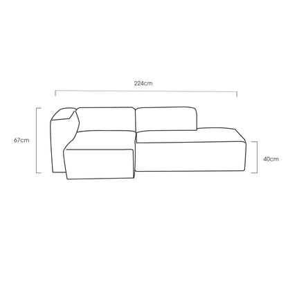 Méridienne Finnian 2 places à droite - Blanc cassé