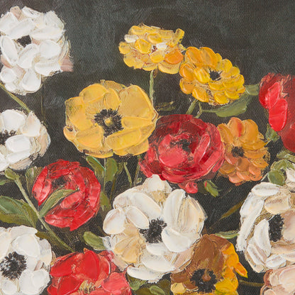 Fleurs sur fond vert